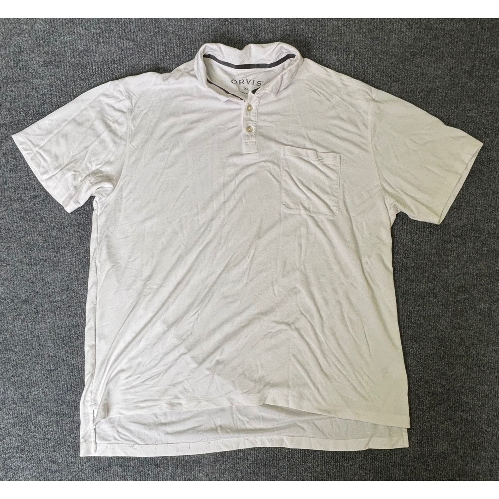 Men's Orvis Polo Shirt Size XL Short Sleeve Golf Polo Shirt White - Picture 1 of 7